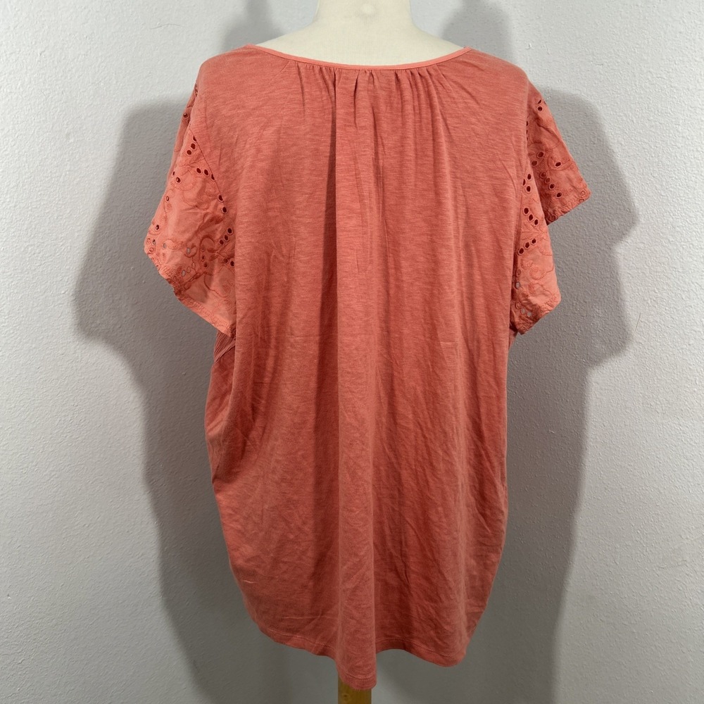 Style Co Blouse Womens 2X Coral Eyelet Boho‎ Coastal Classic Resort - Picture 3 of 7